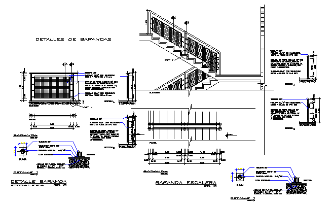 Stair section working plan detail dwg file