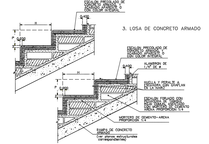 Stair way section detail dwg file