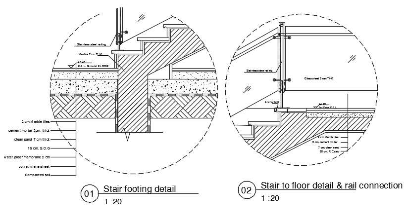 Stair Footing And Floor Construction Design AutoCAD File