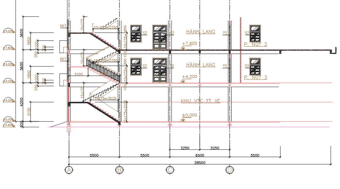 Staircase Building Section Plan