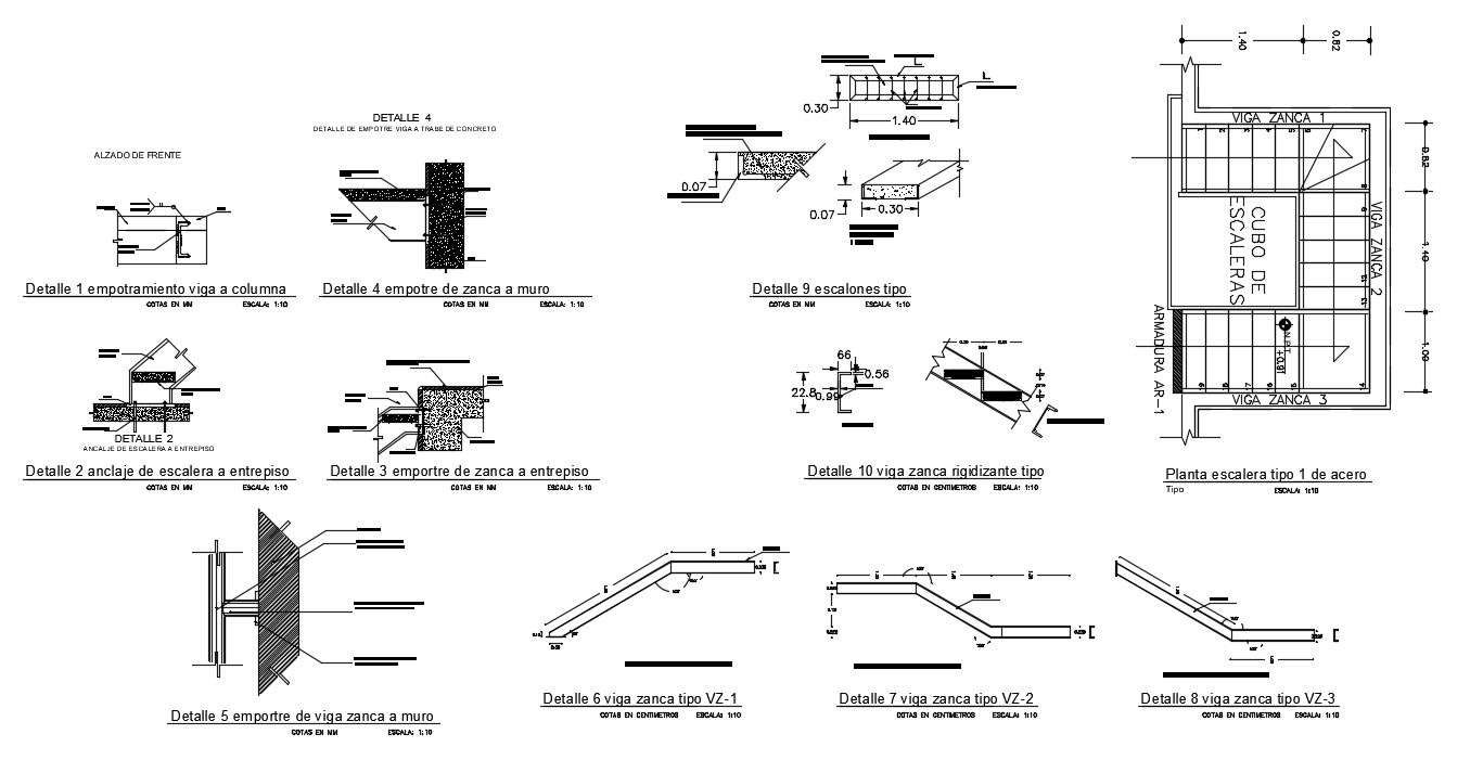 Staircase Construction Details In AutoCAD File