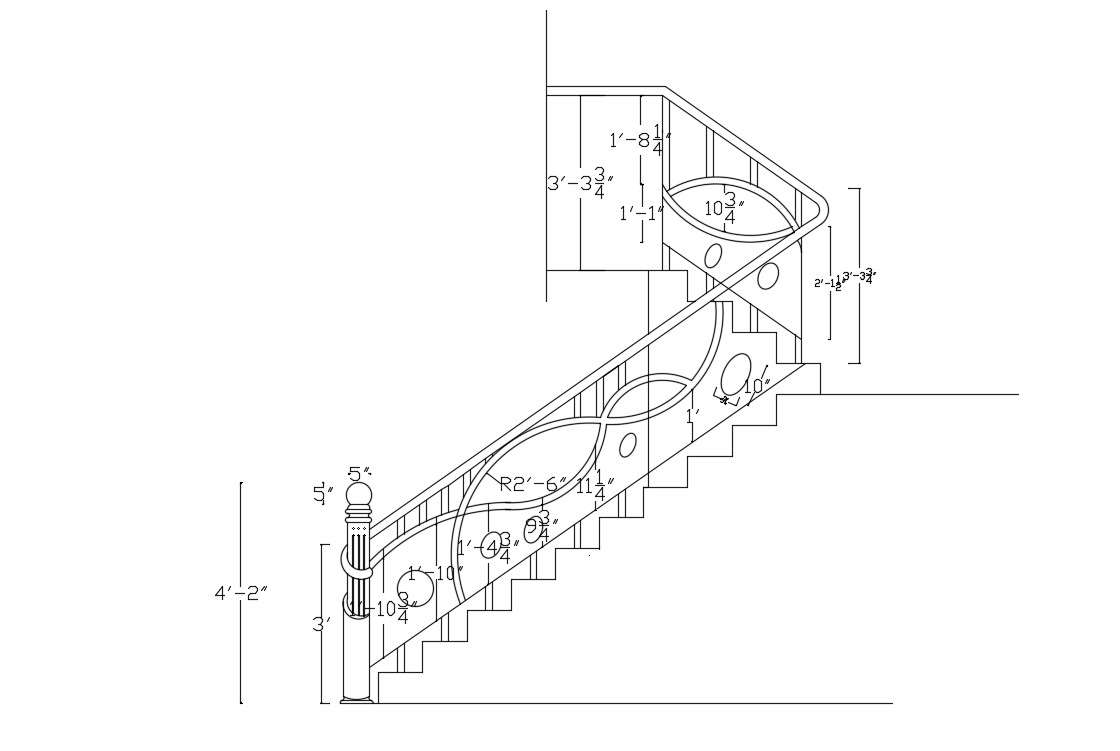 Staircase Design Architecture Elevation CAD Drawing