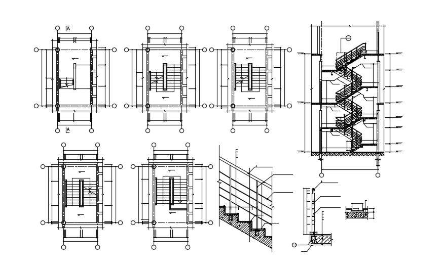 Staircase Layout Plan and Section AutoCAD Drawing 