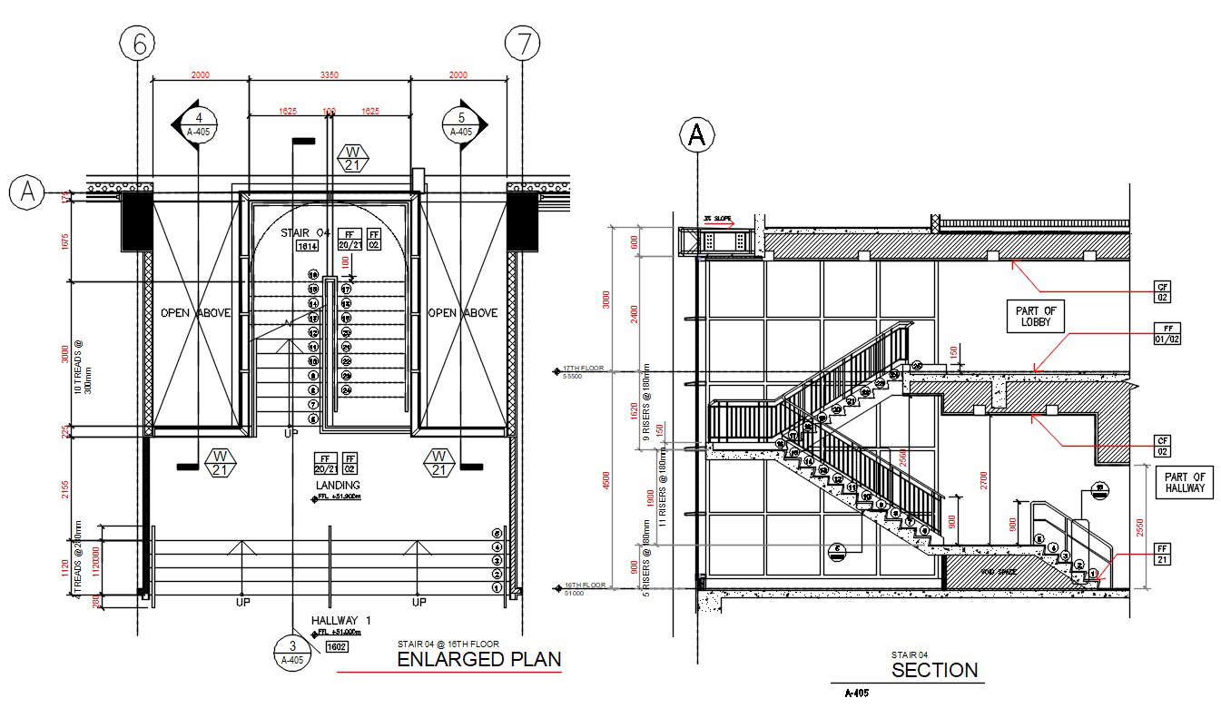 Staircase Plan And Elevation Design CAD File