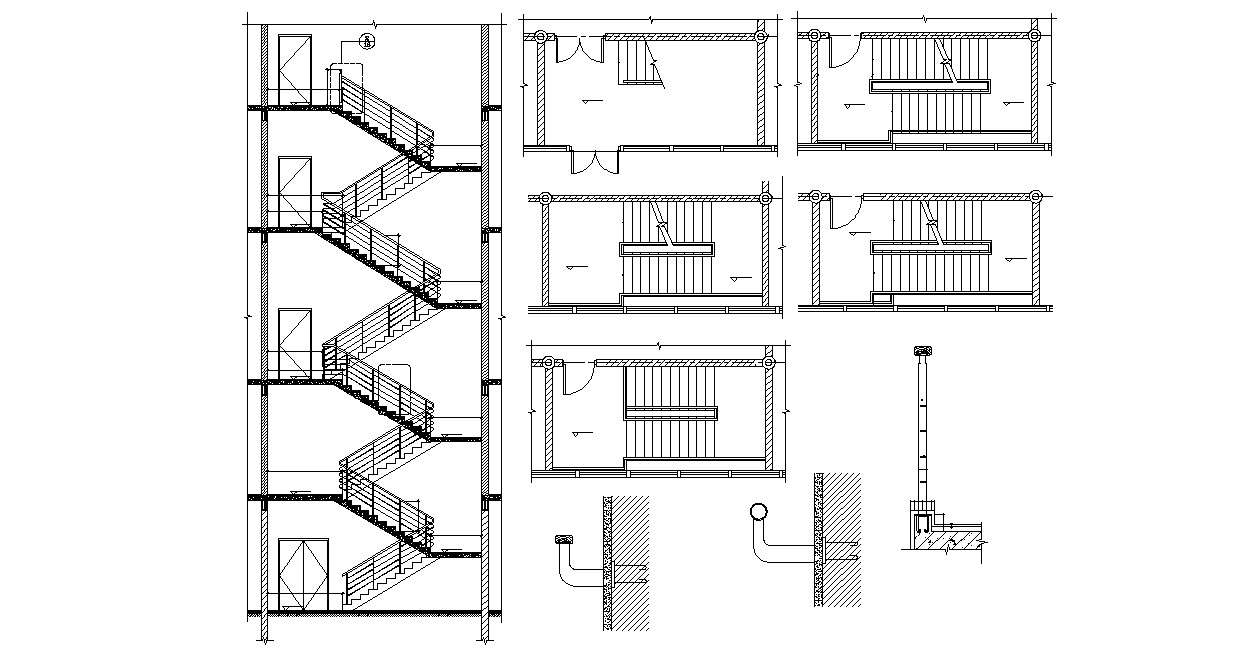 Staircase Plan and Section CAD File Download 