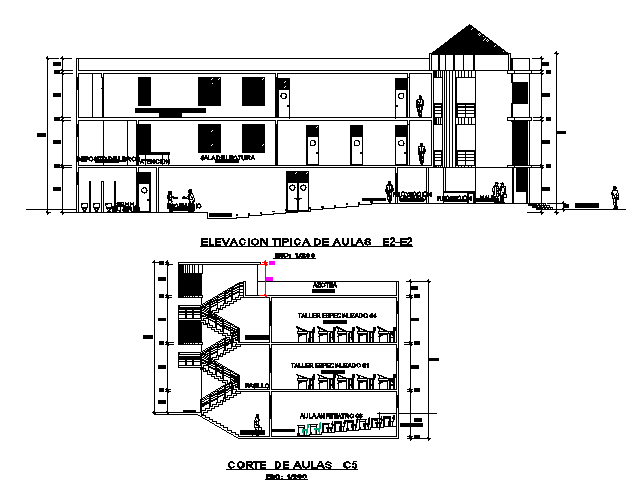 Staircase design and elevation dwg file