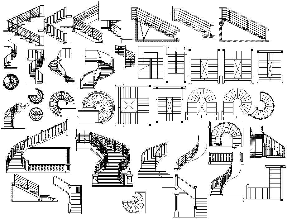 Staircase design drawing dwg file