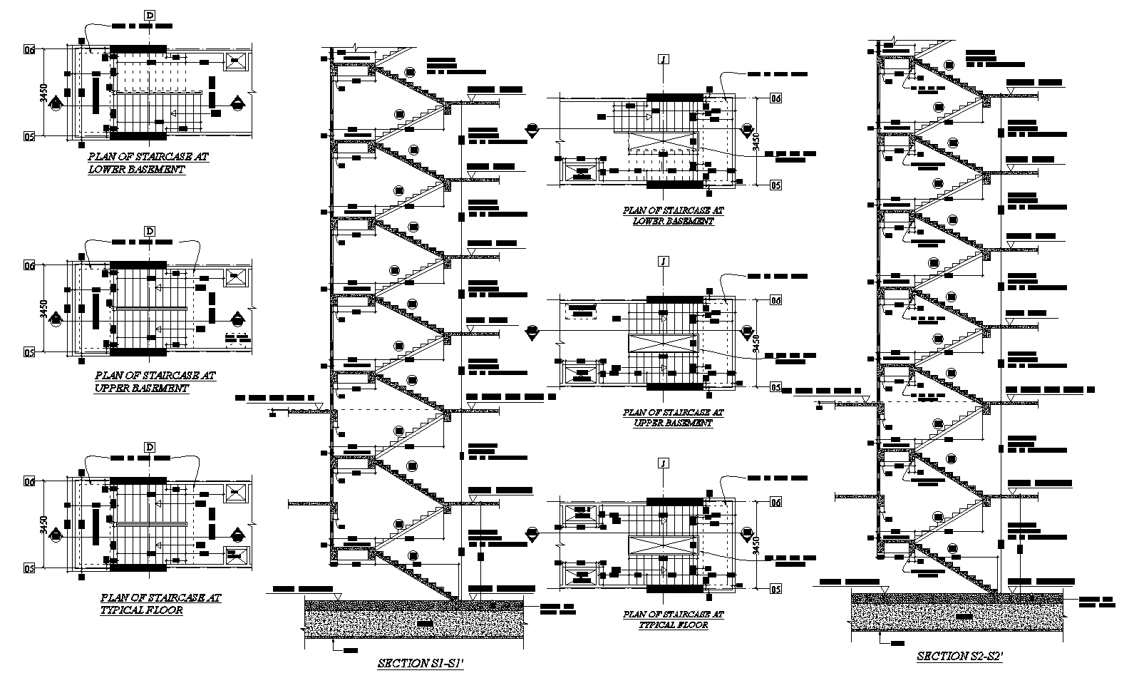 Staircase detail plan detail dwg file,