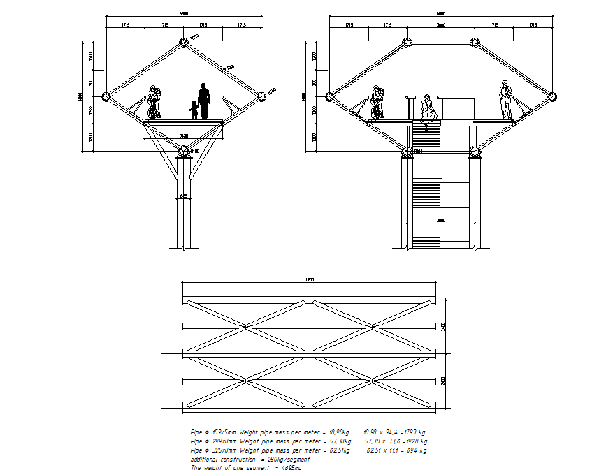 Staircase of a bridge dwg file