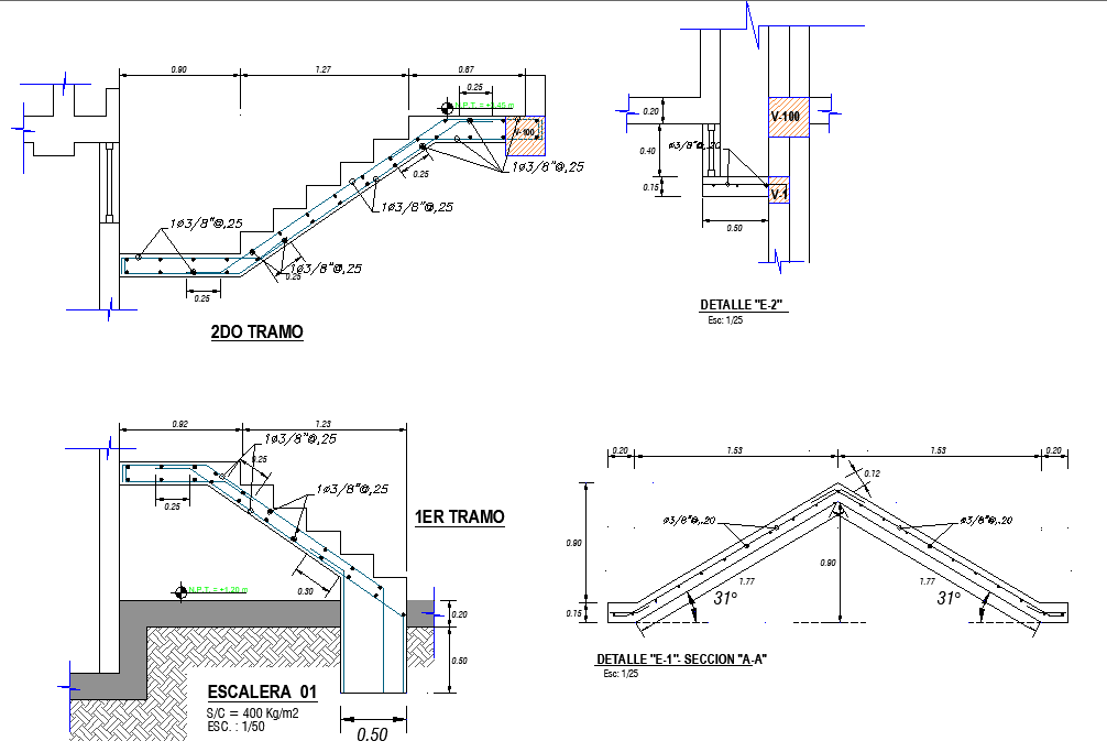 Staircase section plan detail dwg file