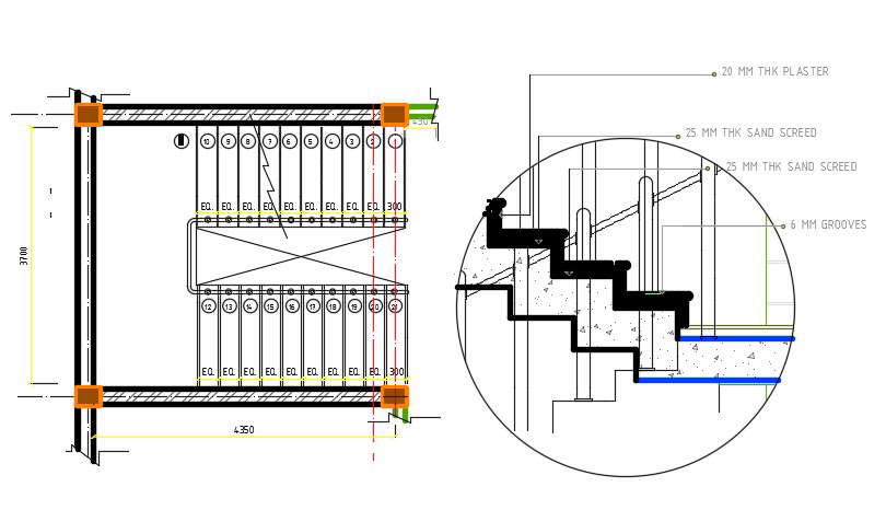 Staircase Section And Plan Drawing AutoCAD File