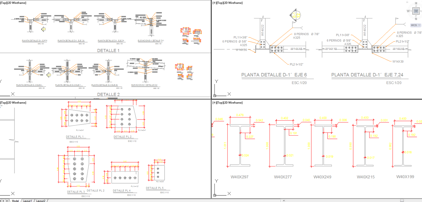 Steel beam detail in autocad dwg files