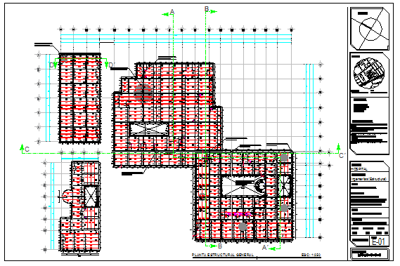 Steel structure plan in hospital design drawing