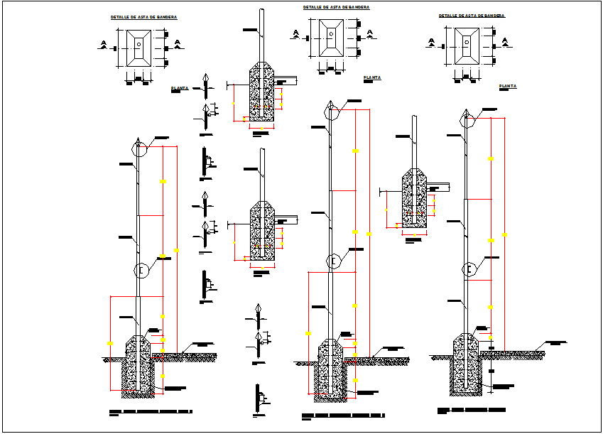 Steel structure poll detail view dwg file