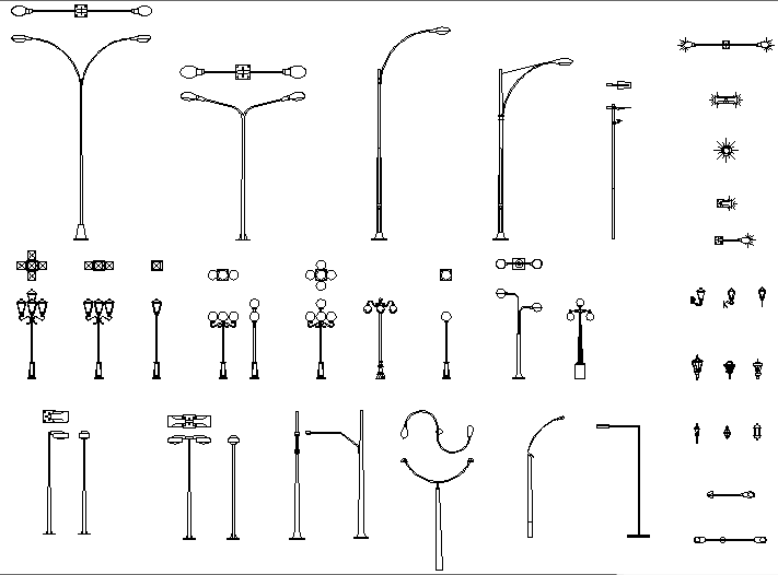 Street light elevation detail dwg file