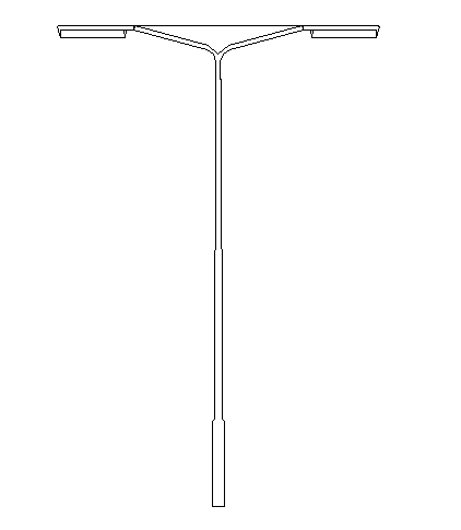 Street light with two sided lamp elevation view dwg file