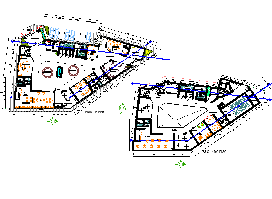 Strip mall center plan autoacd file