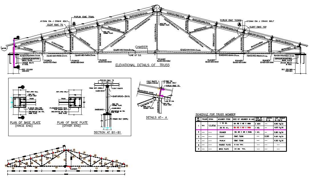 Structural Roof truss plan detail