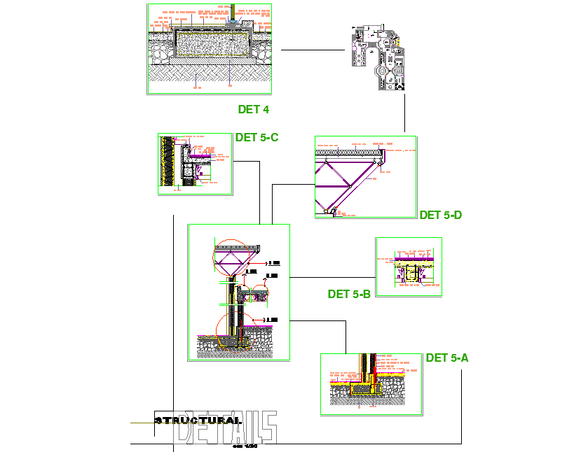 Structural Wall section detail dwg file