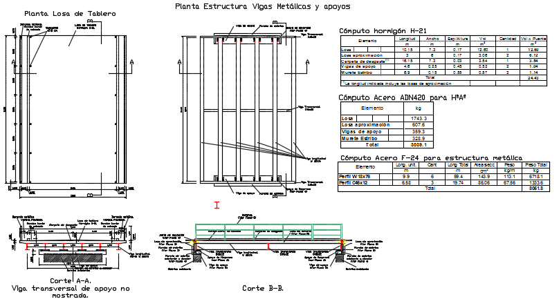 Structural beam plan and section detail dwg file