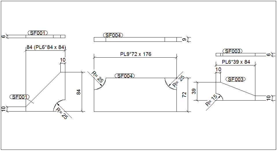 Structural design view for metal part dwg file