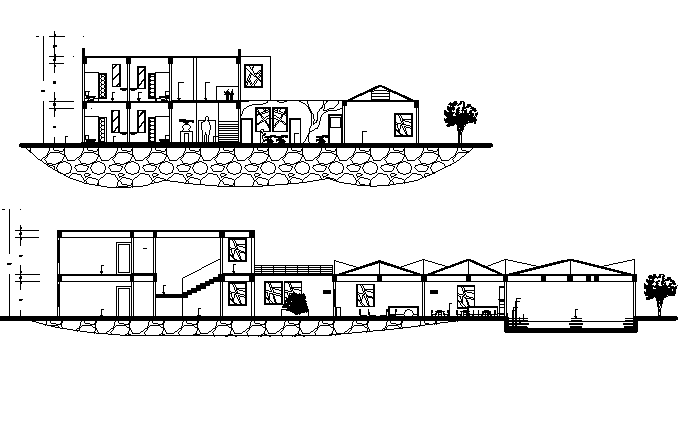 2 Storey House Section In DWG File