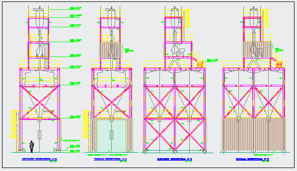 Structural elevation design of Tower for trash design drawing