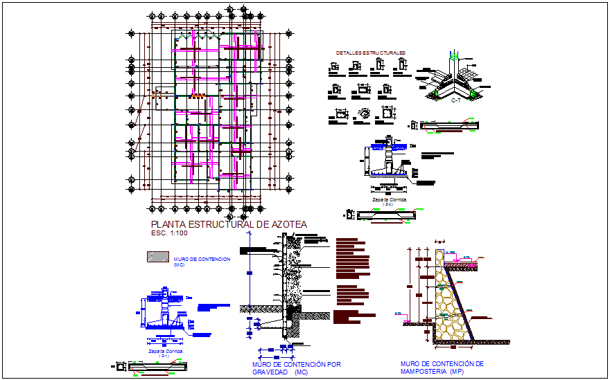 Structural plan with detail of clinic dwg file
