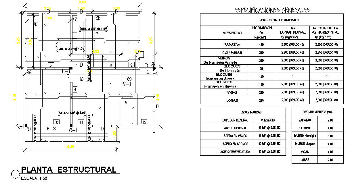 Structural spacing cover detail dwg file