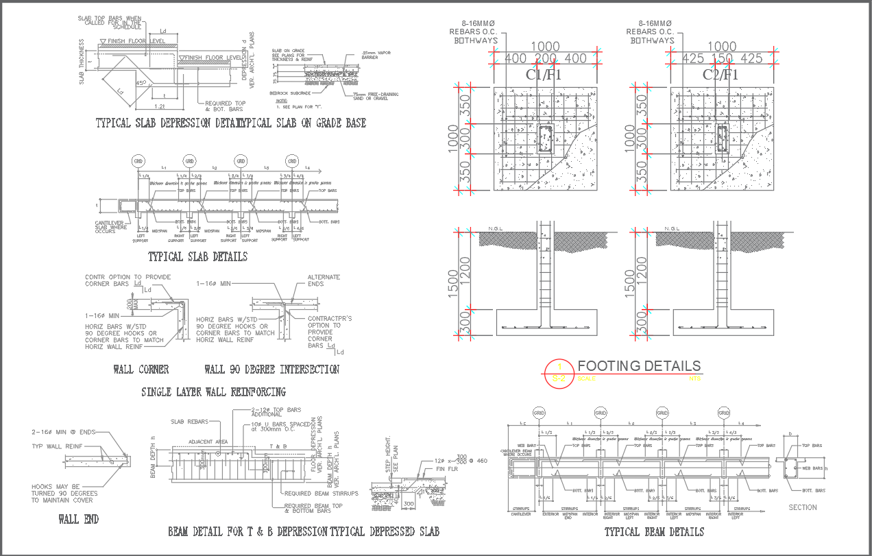 Structural Details of 2-Storey 3 BHK Residential Home in AutoCAD File
