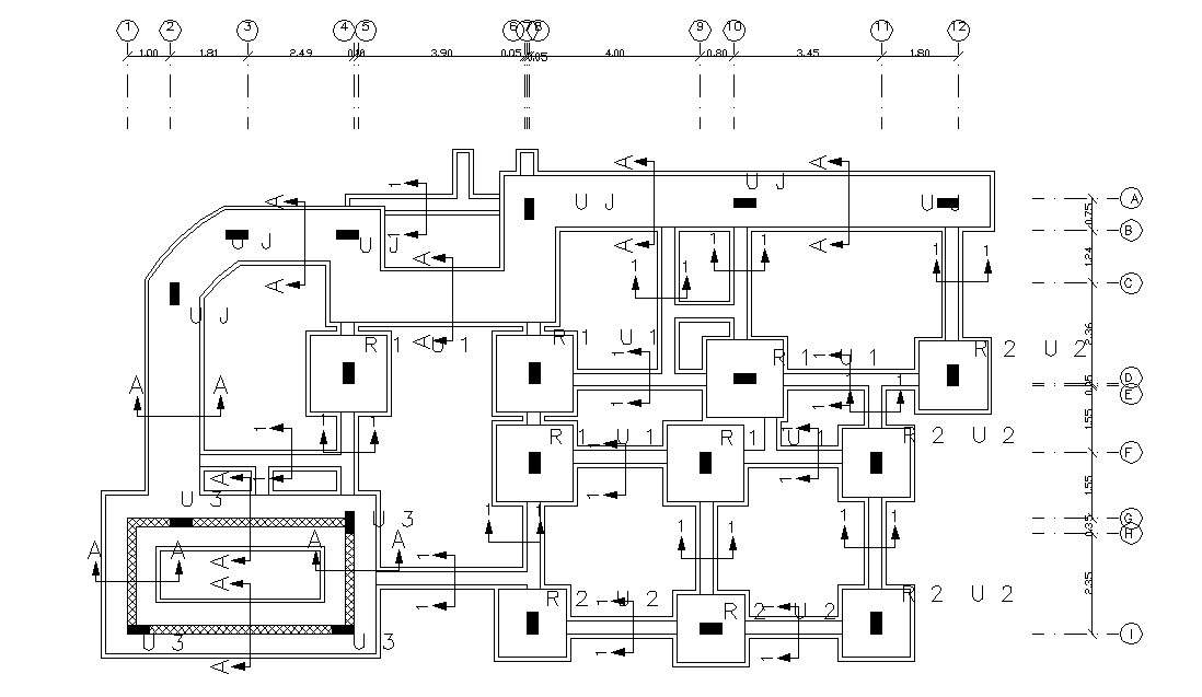 Structure Column Foundation Design With Dimension CAD Drawing 