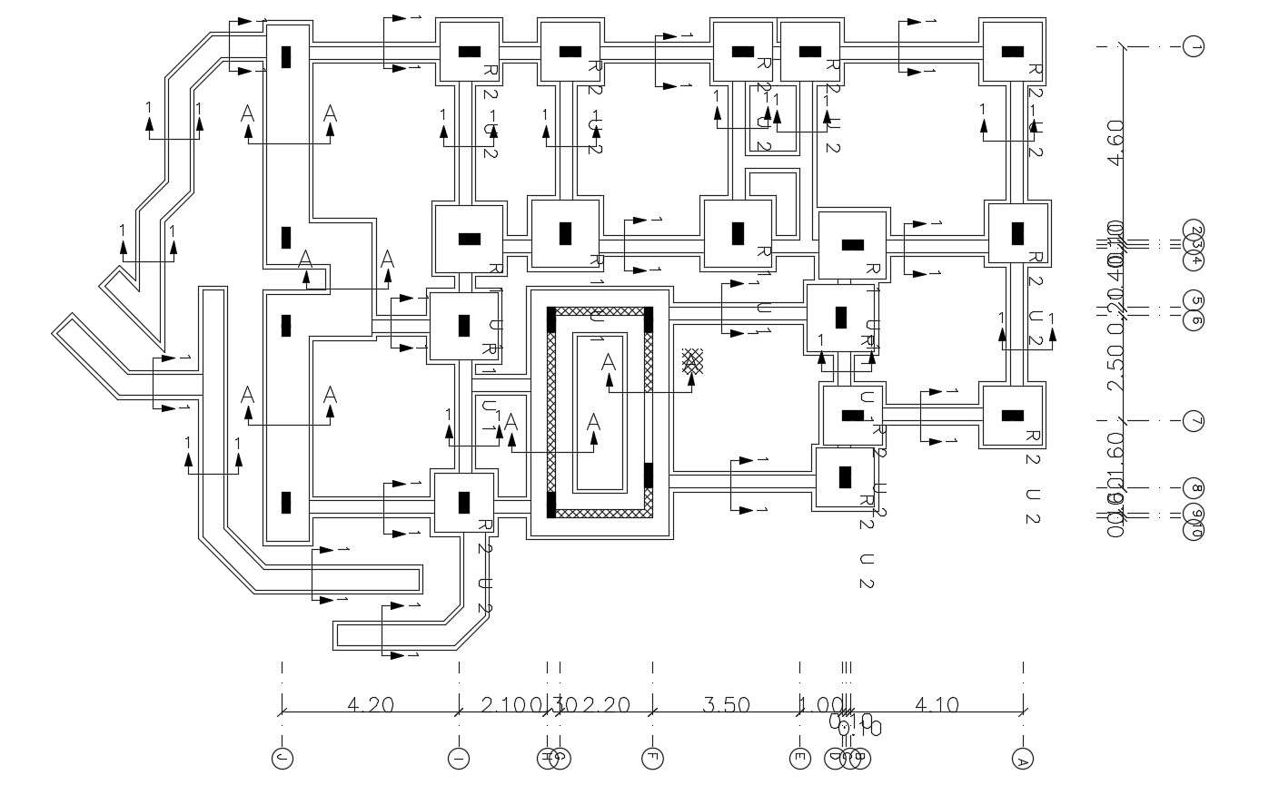 Structure Column Foundation Plan With Dimension Drawing 