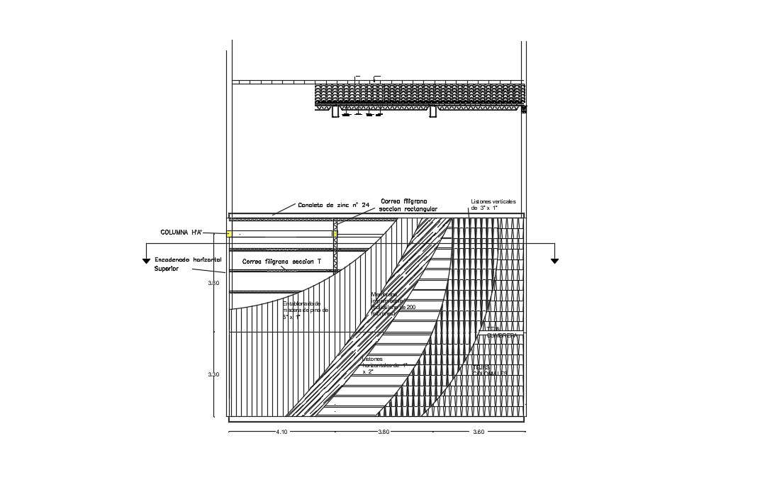 Structure Roof Design  In DWG File