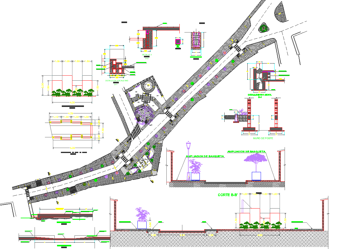 Structure detail and site plan layout detail view dwg file