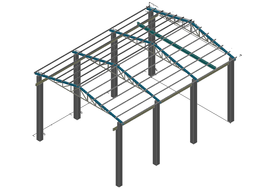 Structure for industrial roof 3 d detail dwg file