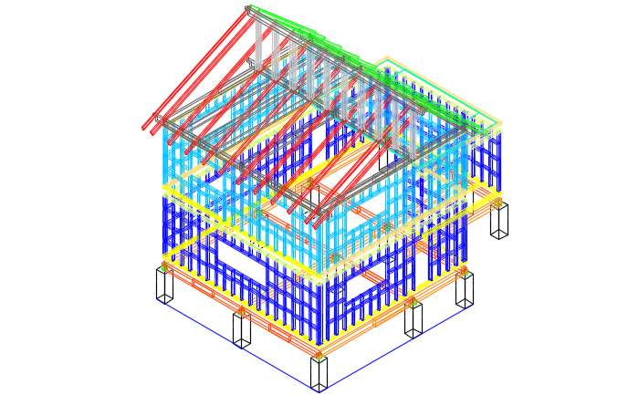 Structure wooden cabin 3 D detail dwg file