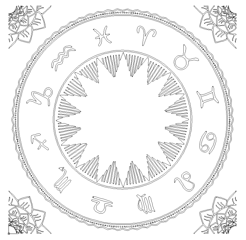 Sunsign aka rashi design for astronomy related design dwg autocad drawing .