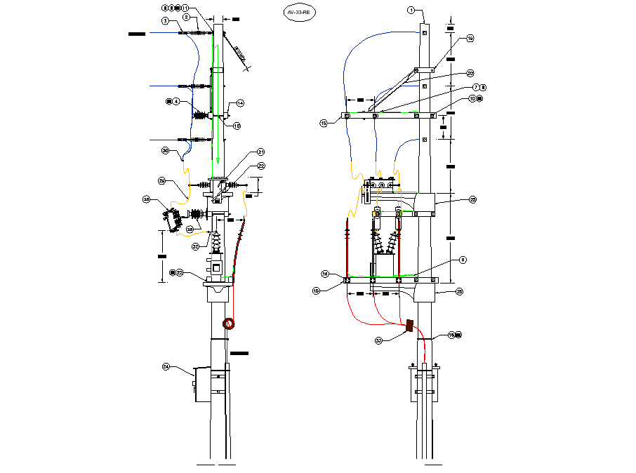 Support structure under load power switch dwg file