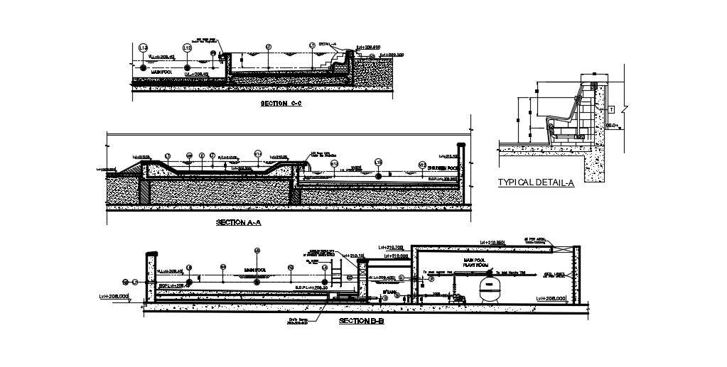 Swimming Pool Construction Detail In DWG File