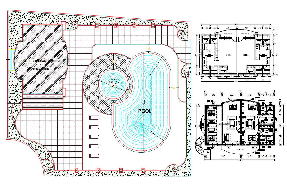 Swimming Pool Plan AutoCAD Drawing