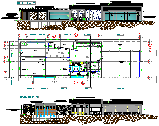 Swimming pool 0.40 x 0.60 plan and section detail dwg file
