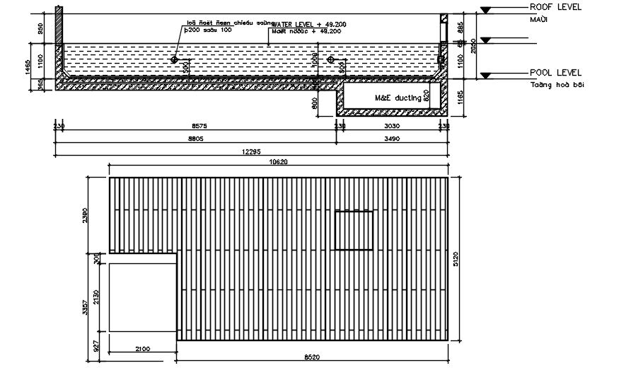 Swimming pool detail in dwg file