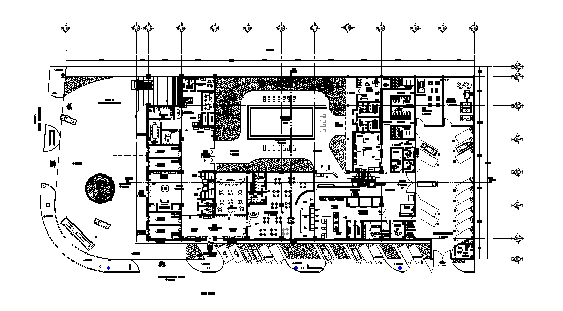 Swimming Pool Hotel Layout Plan AutoCAD Drawing DWG File