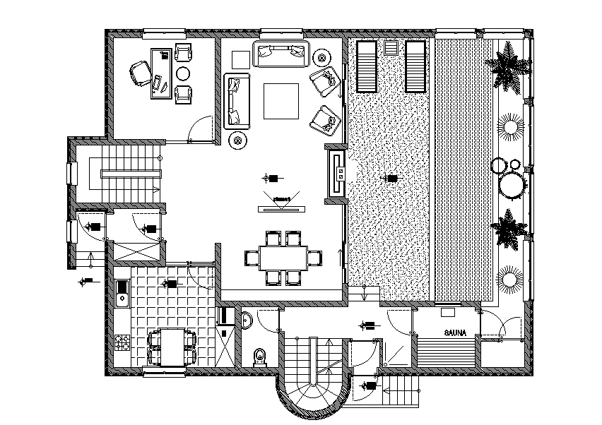 Swimming Pool House Layout Plan AutoCAD Drawing Download DWG File