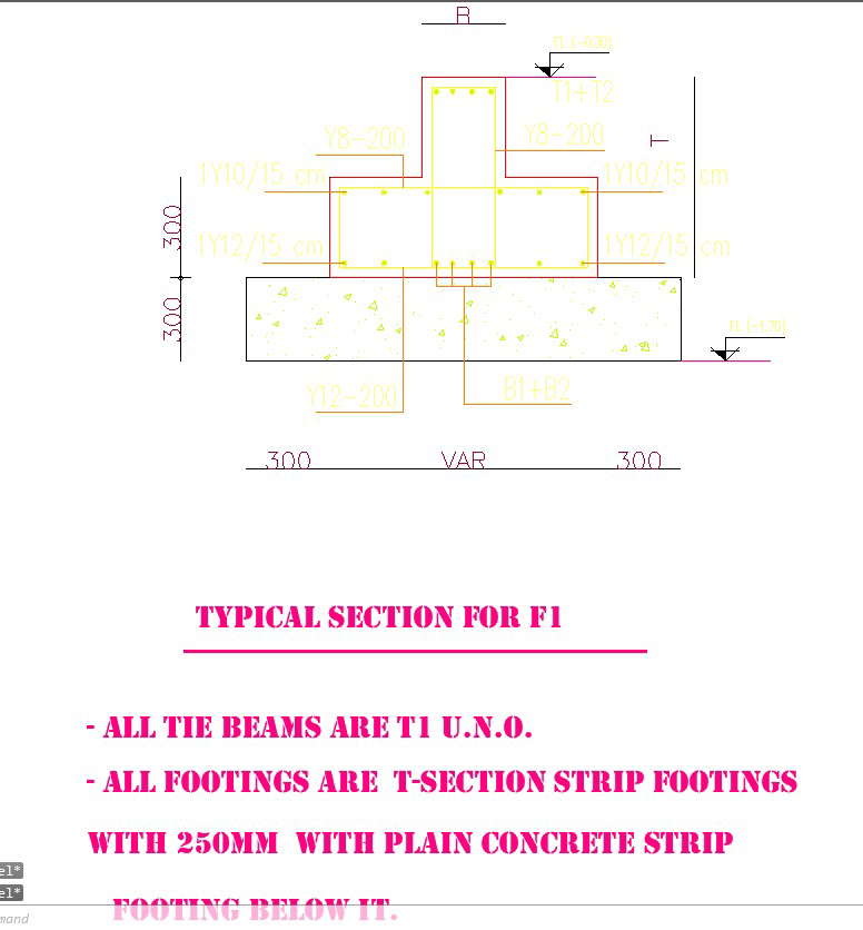 T-Section Footing Cad Design