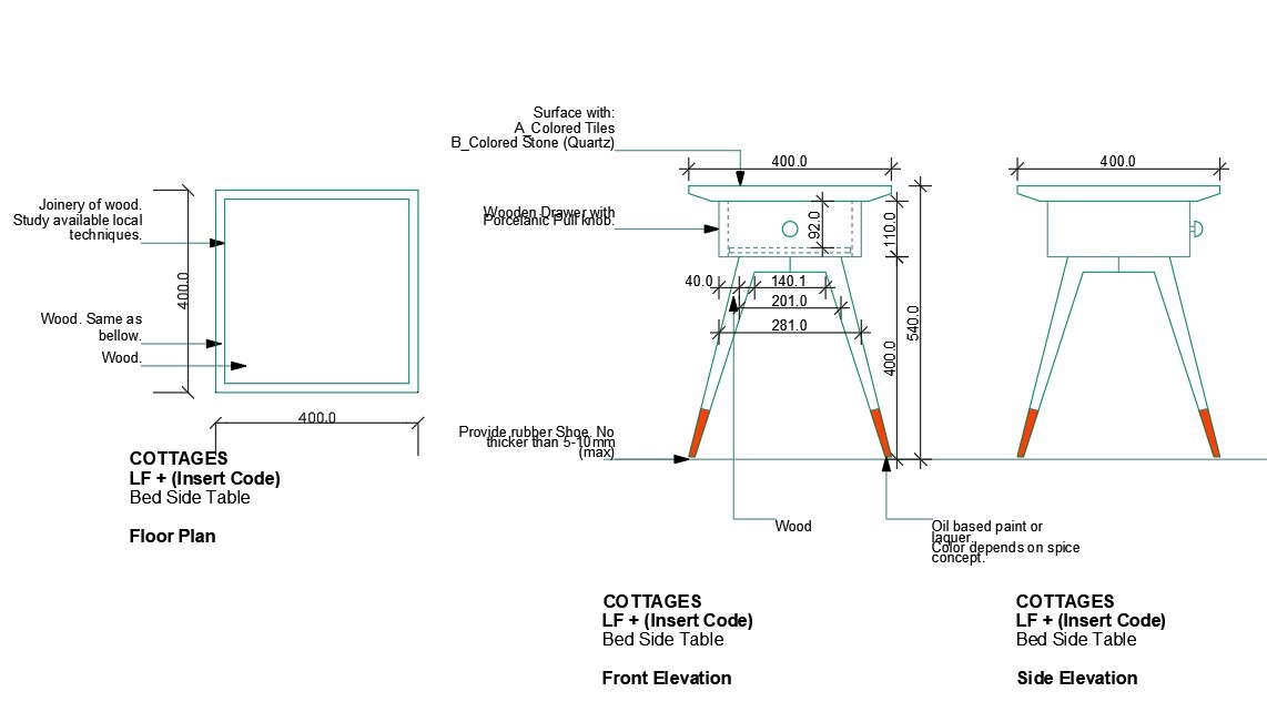 Table Structure CAD Block for Furniture Design Drawing