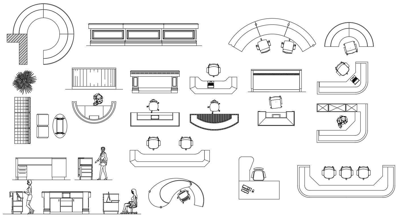 Table and chair furniture CAD block