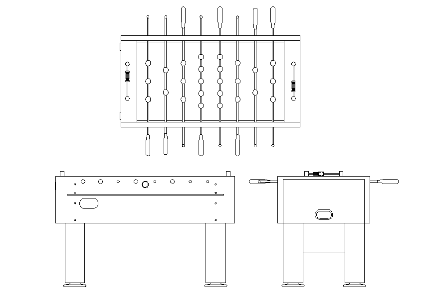 Table soccer game top view detail