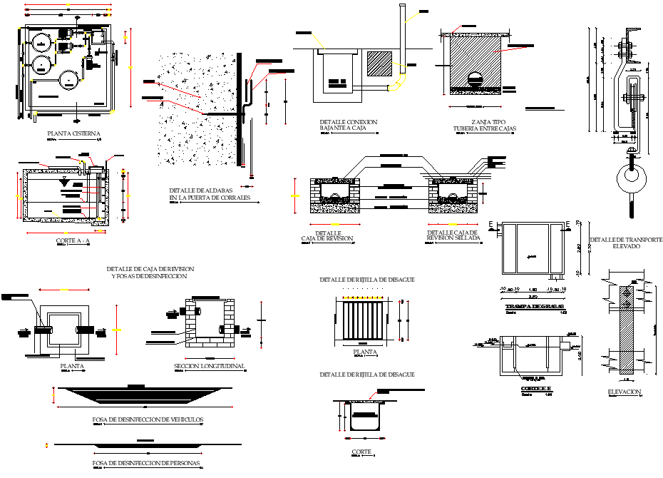 Tank plan and section detail dwg file