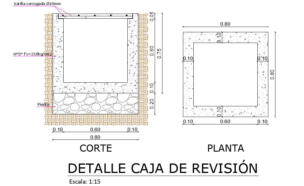 Tank plan and section detail dwg file